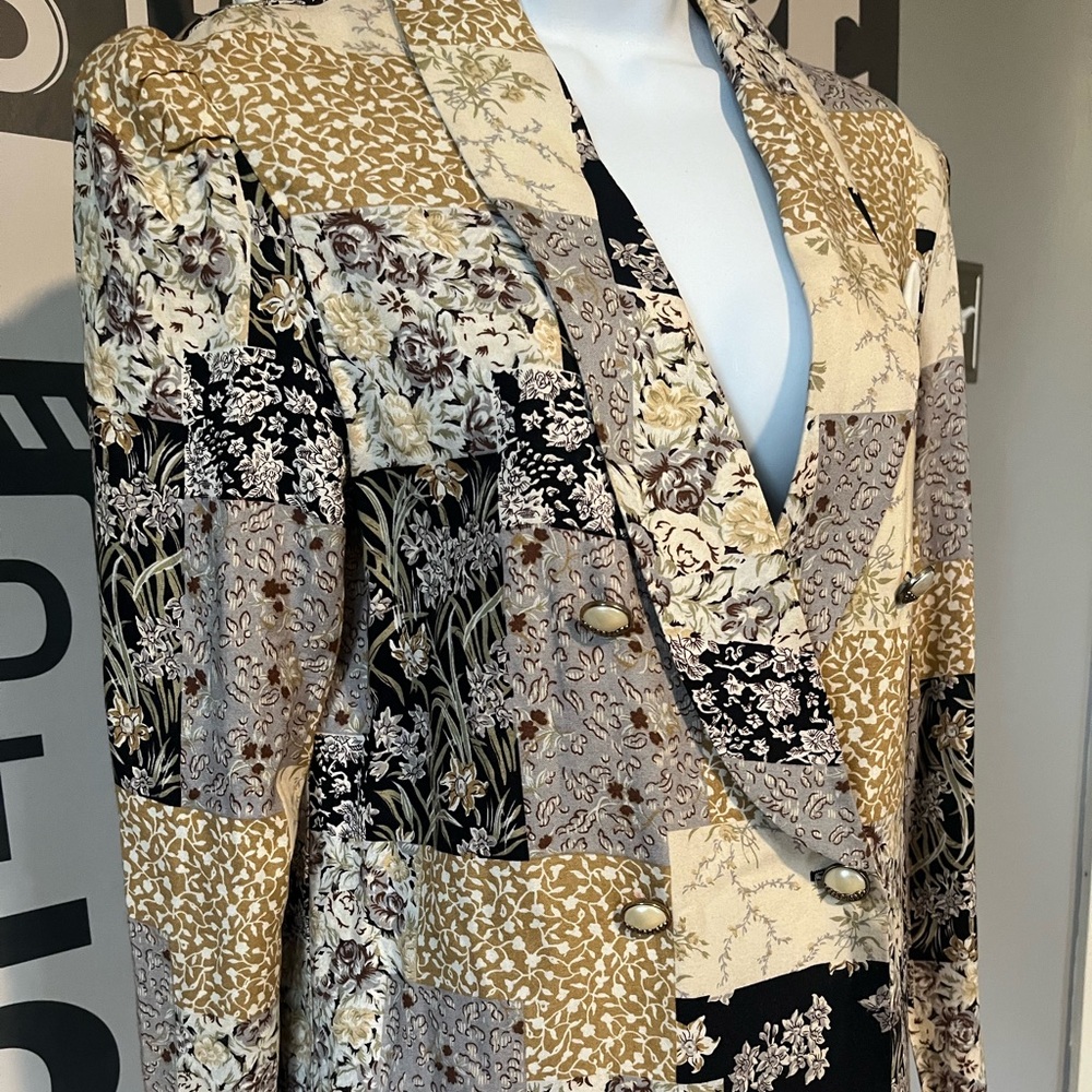 Vintage Double-Breasted Patchwork Cottagecore Bla… - image 2